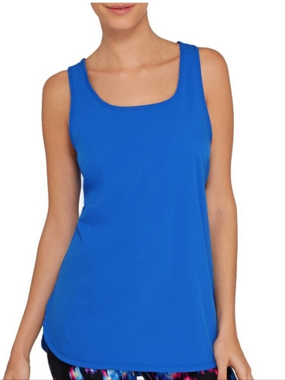 Calvin Klein Performance Women's High Low Hem Workout Gym Tank Blue Racerback L
